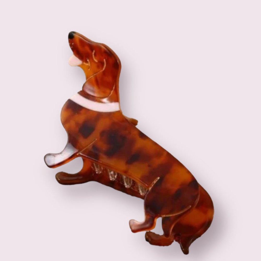 ⭐️❤️❤️FREE Dog Puppy Dachshund Hair Chic Glam Trendy Weiner Minimalist Claw Clip
